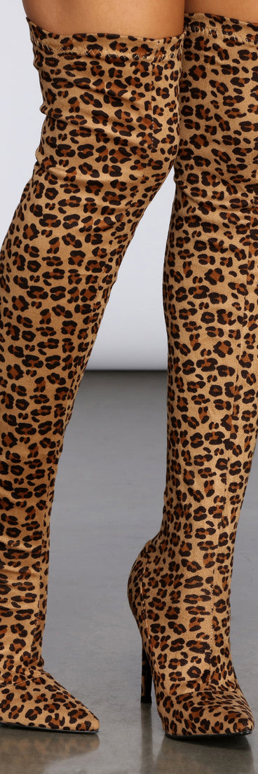 Thigh High Leopard Stilettos are chic ladies' shoes to complete your best 2023 outfits. They come in a variety of trendy women's shoe styles like platforms and dressy low-heels, & are available in wide widths for better comfort.