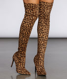 Thigh High Leopard Stilettos are chic ladies' shoes to complete your best 2023 outfits. They come in a variety of trendy women's shoe styles like platforms and dressy low-heels, & are available in wide widths for better comfort.