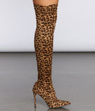 Thigh High Leopard Stilettos are chic ladies' shoes to complete your best 2023 outfits. They come in a variety of trendy women's shoe styles like platforms and dressy low-heels, & are available in wide widths for better comfort.