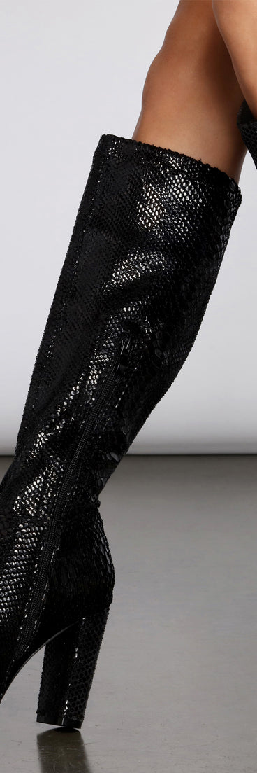 Snake Attraction Knee-High Boots are chic ladies' shoes to complete your best 2023 outfits. They come in a variety of trendy women's shoe styles like platforms and dressy low-heels, & are available in wide widths for better comfort.