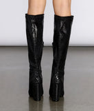 Snake Attraction Knee-High Boots are chic ladies' shoes to complete your best 2023 outfits. They come in a variety of trendy women's shoe styles like platforms and dressy low-heels, & are available in wide widths for better comfort.