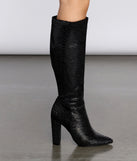 Snake Attraction Knee-High Boots are chic ladies' shoes to complete your best 2023 outfits. They come in a variety of trendy women's shoe styles like platforms and dressy low-heels, & are available in wide widths for better comfort.