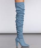 Denim Over The Knee Boots for 2022 festival outfits, festival dress, outfits for raves, concert outfits, and/or club outfits