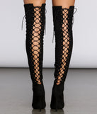 Lace Back Stiletto Boots for 2022 festival outfits, festival dress, outfits for raves, concert outfits, and/or club outfits