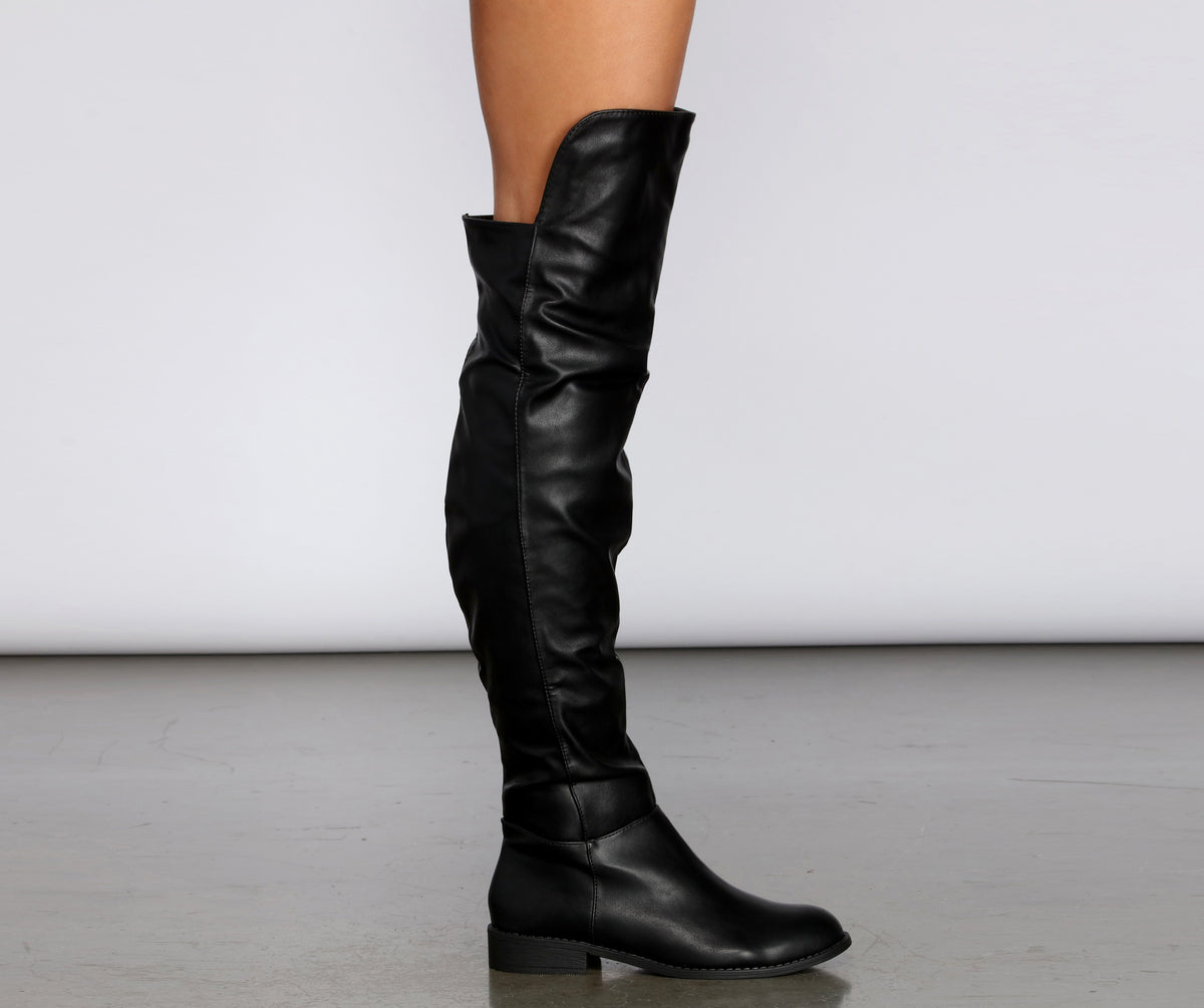 Thigh High Faux Leather Riding Boots