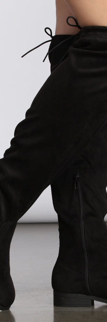 Not So Basic Flat Wide-Calf Suede Boots for 2022 festival outfits, festival dress, outfits for raves, concert outfits, and/or club outfits