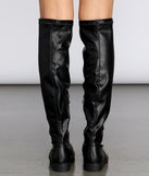 Flat Faux Leather Tall Boots for 2022 festival outfits, festival dress, outfits for raves, concert outfits, and/or club outfits