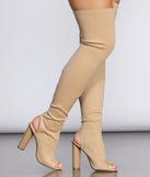 Peep Toe Thigh High Boots for 2022 festival outfits, festival dress, outfits for raves, concert outfits, and/or club outfits