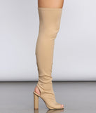 Peep Toe Thigh High Boots for 2022 festival outfits, festival dress, outfits for raves, concert outfits, and/or club outfits