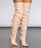 Preciously Patent Scrunched Boots for 2022 festival outfits, festival dress, outfits for raves, concert outfits, and/or club outfits