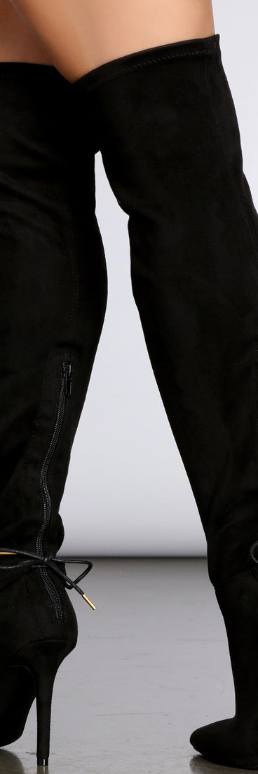 Stiletto Thigh High Faux Suede Boots for 2022 festival outfits, festival dress, outfits for raves, concert outfits, and/or club outfits