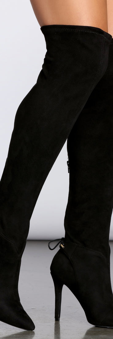 Stiletto Thigh High Faux Suede Boots for 2022 festival outfits, festival dress, outfits for raves, concert outfits, and/or club outfits