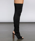 Peep Toe Thigh High Boots for 2022 festival outfits, festival dress, outfits for raves, concert outfits, and/or club outfits