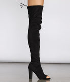 Must Be Love Peep Toe Thigh High Boots is a trendy pick to create 2023 concert outfits, festival dresses, outfits for raves, or to complete your best party outfits or clubwear!