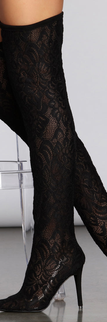 A Madonna Vibe Lace Stiletto Thigh High Boots are chic ladies' shoes to complete your best 2023 outfits. They come in a variety of trendy women's shoe styles like platforms and dressy low-heels, & are available in wide widths for better comfort.