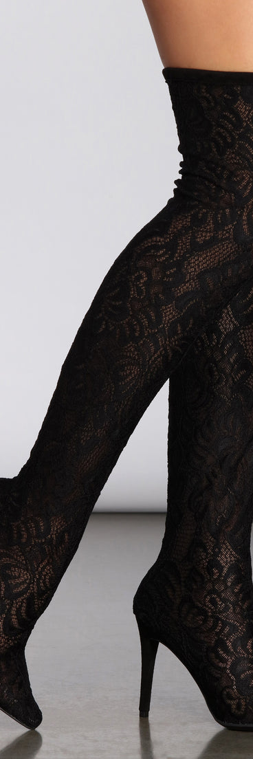 A Madonna Vibe Lace Stiletto Thigh High Boots are chic ladies' shoes to complete your best 2023 outfits. They come in a variety of trendy women's shoe styles like platforms and dressy low-heels, & are available in wide widths for better comfort.