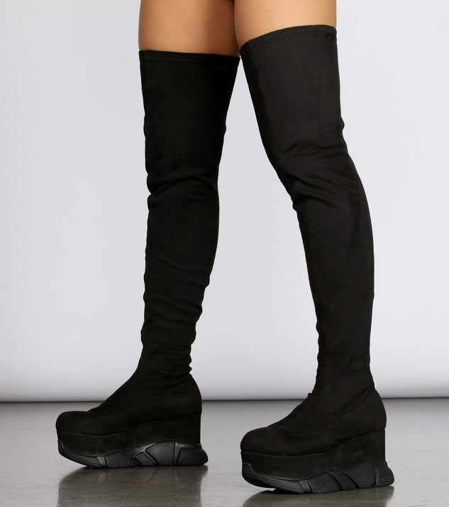 Trend Alert Thigh High Platform Boots are chic ladies' shoes to complete your best 2023 outfits. They come in a variety of trendy women's shoe styles like platforms and dressy low-heels, & are available in wide widths for better comfort.