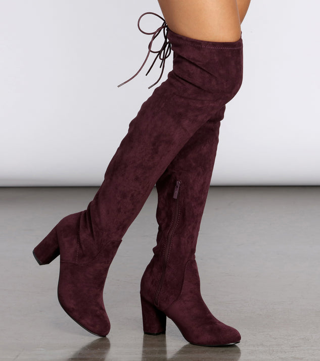 Burgundy suede thigh deals high boots