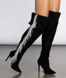 Living In The Limelight Fringe Thigh High Boots are chic ladies' shoes to complete your best 2023 outfits. They come in a variety of trendy women's shoe styles like platforms and dressy low-heels, & are available in wide widths for better comfort.