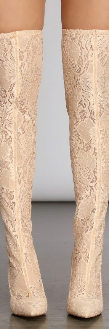 A Madonna Vibe Lace Stiletto Thigh High Boots are chic ladies' shoes to complete your best 2023 outfits. They come in a variety of trendy women's shoe styles like platforms and dressy low-heels, & are available in wide widths for better comfort.