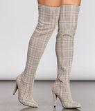 Plaid Thigh High Stiletto Boots are chic ladies' shoes to complete your best 2023 outfits. They come in a variety of trendy women's shoe styles like platforms and dressy low-heels, & are available in wide widths for better comfort.