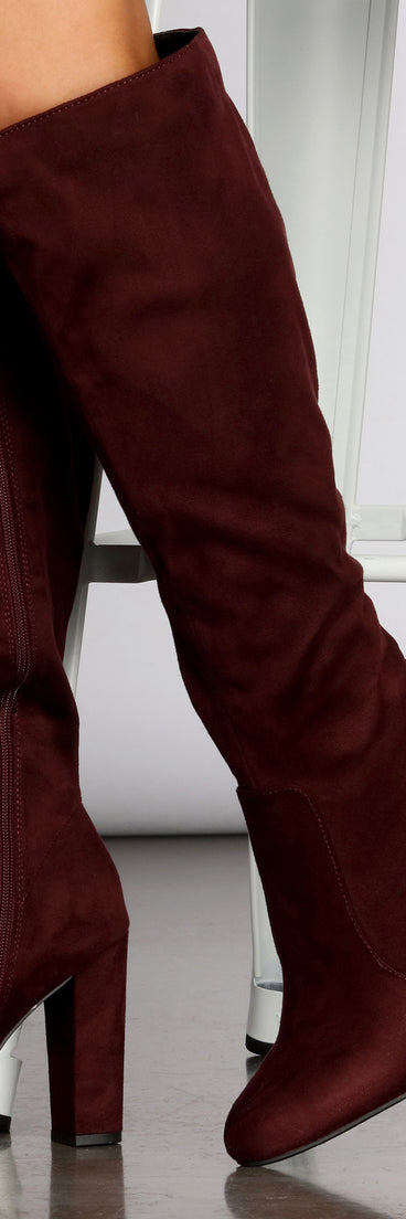 Flaunt It Faux Suede Knee-High Boots are chic ladies' shoes to complete your best 2023 outfits. They come in a variety of trendy women's shoe styles like platforms and dressy low-heels, & are available in wide widths for better comfort.