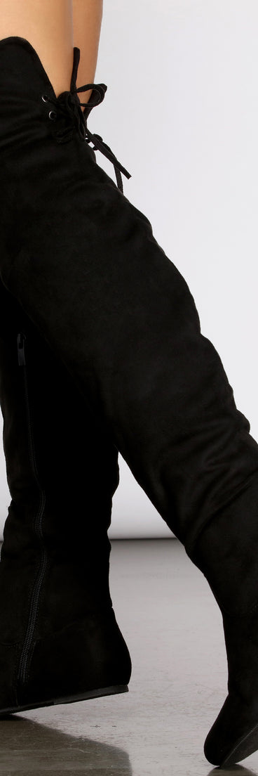 Miles To Go Thigh High Faux Suede Boots is a trendy pick to create 2023 concert outfits, festival dresses, outfits for raves, or to complete your best party outfits or clubwear!