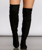Miles To Go Thigh High Faux Suede Boots are chic ladies' shoes to complete your best 2023 outfits. They come in a variety of trendy women's shoe styles like platforms and dressy low-heels, & are available in wide widths for better comfort.