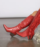 Scoot N' Boogey Fringe Red Cowboy Boots is a trendy pick to create 2023 concert outfits, festival dresses, outfits for raves, or to complete your best party outfits or clubwear!