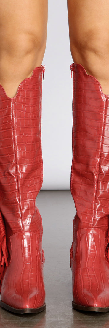 Scoot N' Boogey Fringe Red Cowboy Boots are chic ladies' shoes to complete your best 2023 outfits. They come in a variety of trendy women's shoe styles like platforms and dressy low-heels, & are available in wide widths for better comfort.