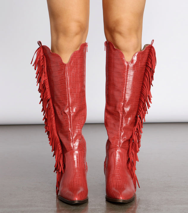 Red fringe cowgirl boots hotsell