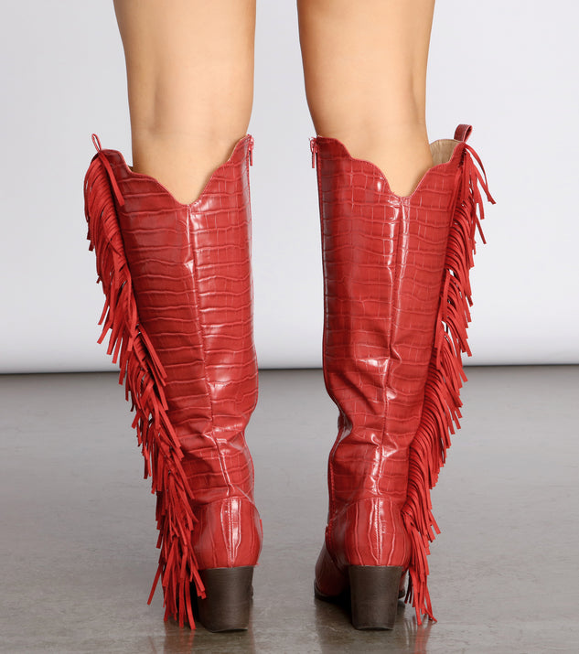 Red fringe cowboy boots discount