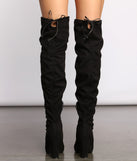 A Chic Vibe Over The Knee Block Heeled Boots are chic ladies' shoes to complete your best 2023 outfits. They come in a variety of trendy women's shoe styles like platforms and dressy low-heels, & are available in wide widths for better comfort.