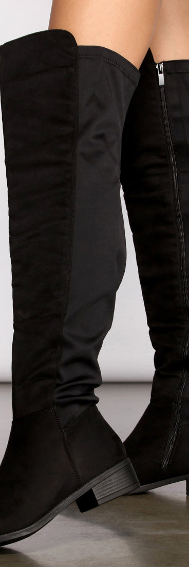 Here For It Over The Knee Flat Boots are chic ladies' shoes to complete your best 2023 outfits. They come in a variety of trendy women's shoe styles like platforms and dressy low-heels, & are available in wide widths for better comfort.