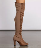 50 and 50 Thigh High Faux Suede and Knit Boots are chic ladies' shoes to complete your best 2023 outfits. They come in a variety of trendy women's shoe styles like platforms and dressy low-heels, & are available in wide widths for better comfort.