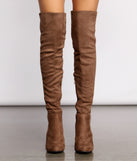 50 and 50 Thigh High Faux Suede and Knit Boots are chic ladies' shoes to complete your best 2023 outfits. They come in a variety of trendy women's shoe styles like platforms and dressy low-heels, & are available in wide widths for better comfort.