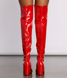Bring The Heat Patent PU Thigh-High Boots are chic ladies' shoes to complete your best 2023 outfits. They come in a variety of trendy women's shoe styles like platforms and dressy low-heels, & are available in wide widths for better comfort.