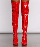 Bring The Heat Patent PU Thigh-High Boots are chic ladies' shoes to complete your best 2023 outfits. They come in a variety of trendy women's shoe styles like platforms and dressy low-heels, & are available in wide widths for better comfort.