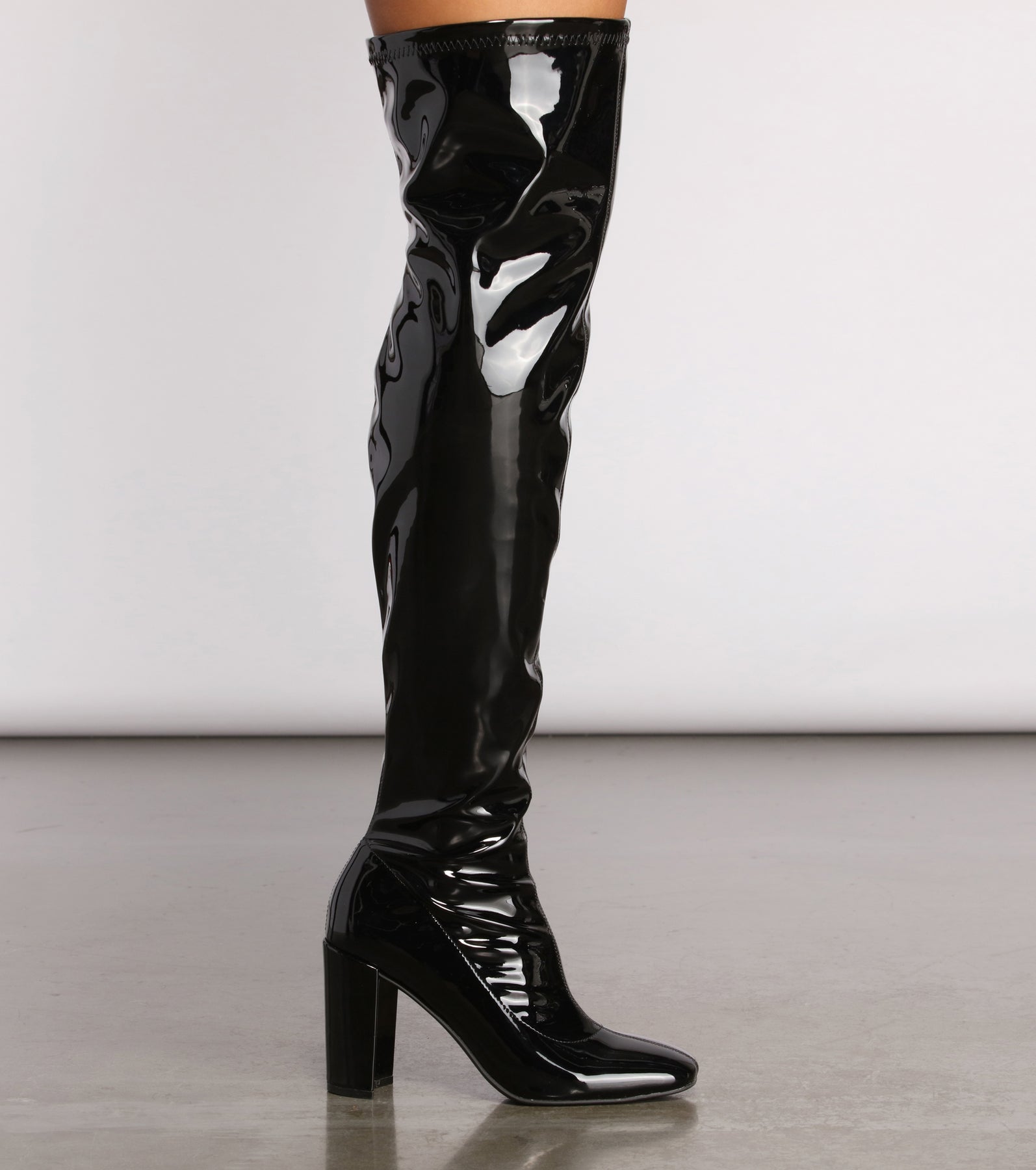 heeled patent boots