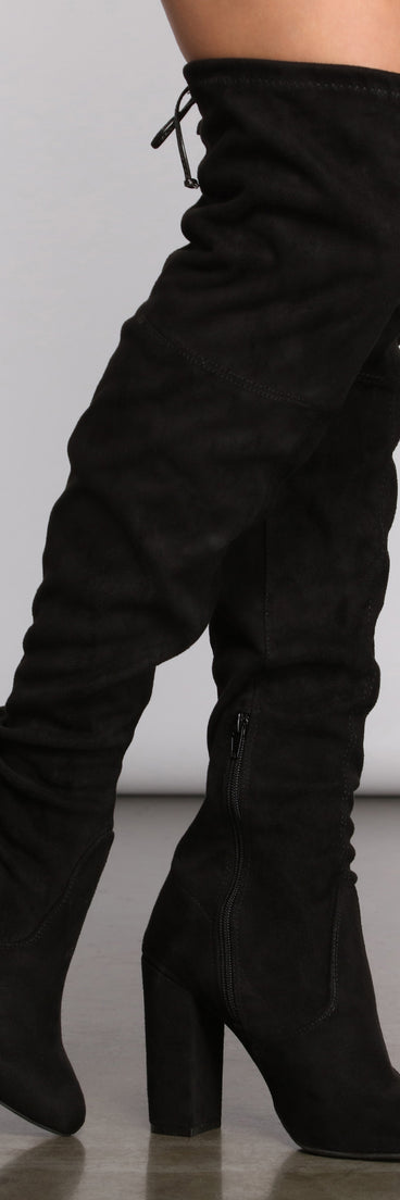 Over The Knee Faux Suede Block Heeled Boots are chic ladies' shoes to complete your best 2023 outfits. They come in a variety of trendy women's shoe styles like platforms and dressy low-heels, & are available in wide widths for better comfort.