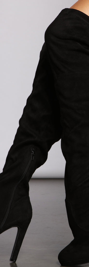 Thigh High Faux Suede Stiletto Boots are chic ladies' shoes to complete your best 2023 outfits. They come in a variety of trendy women's shoe styles like platforms and dressy low-heels, & are available in wide widths for better comfort.