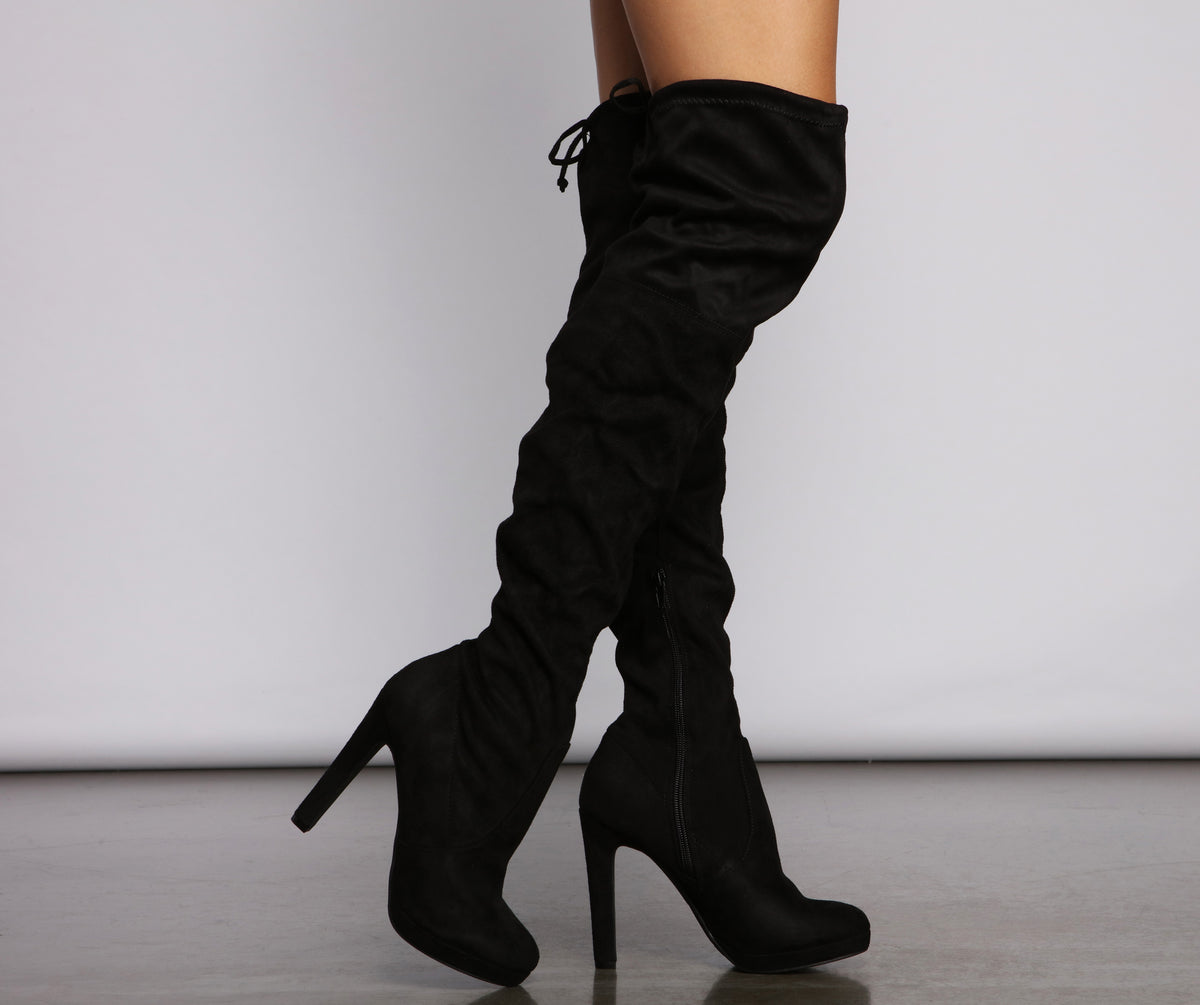 Thigh High Faux Suede Stiletto Boots