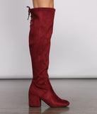Over The Knee Tie Back Heeled Boots are chic ladies' shoes to complete your best 2023 outfits. They come in a variety of trendy women's shoe styles like platforms and dressy low-heels, & are available in wide widths for better comfort.