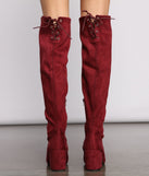 Over The Knee Tie Back Heeled Boots are chic ladies' shoes to complete your best 2023 outfits. They come in a variety of trendy women's shoe styles like platforms and dressy low-heels, & are available in wide widths for better comfort.
