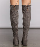 Over The Knee Tie Back Heeled Boots are chic ladies' shoes to complete your best 2023 outfits. They come in a variety of trendy women's shoe styles like platforms and dressy low-heels, & are available in wide widths for better comfort.