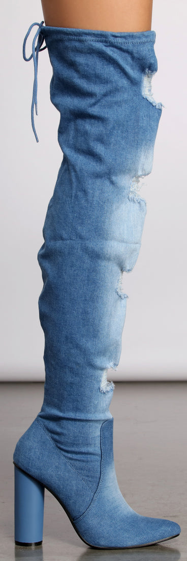 Denim Diva Over The Knee Block Heeled Boots are chic ladies' shoes to complete your best 2023 outfits. They come in a variety of trendy women's shoe styles like platforms and dressy low-heels, & are available in wide widths for better comfort.