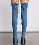 Denim Diva Over The Knee Block Heeled Boots are chic ladies' shoes to complete your best 2023 outfits. They come in a variety of trendy women's shoe styles like platforms and dressy low-heels, & are available in wide widths for better comfort.