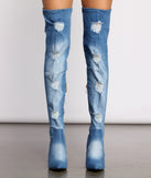 Denim Diva Over The Knee Block Heeled Boots are chic ladies' shoes to complete your best 2023 outfits. They come in a variety of trendy women's shoe styles like platforms and dressy low-heels, & are available in wide widths for better comfort.