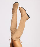 Faux Suede Over The Knee Flat Heel Boots are chic ladies' shoes to complete your best 2023 outfits. They come in a variety of trendy women's shoe styles like platforms and dressy low-heels, & are available in wide widths for better comfort.