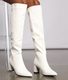 Lead The Way Faux Leather Over The Knee Boots are chic ladies' shoes to complete your best 2023 outfits. They come in a variety of trendy women's shoe styles like platforms and dressy low-heels, & are available in wide widths for better comfort.